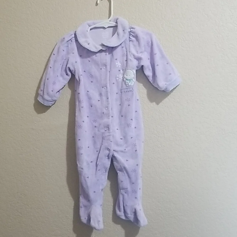Purple Carter's one piece purple footie pajamas size L